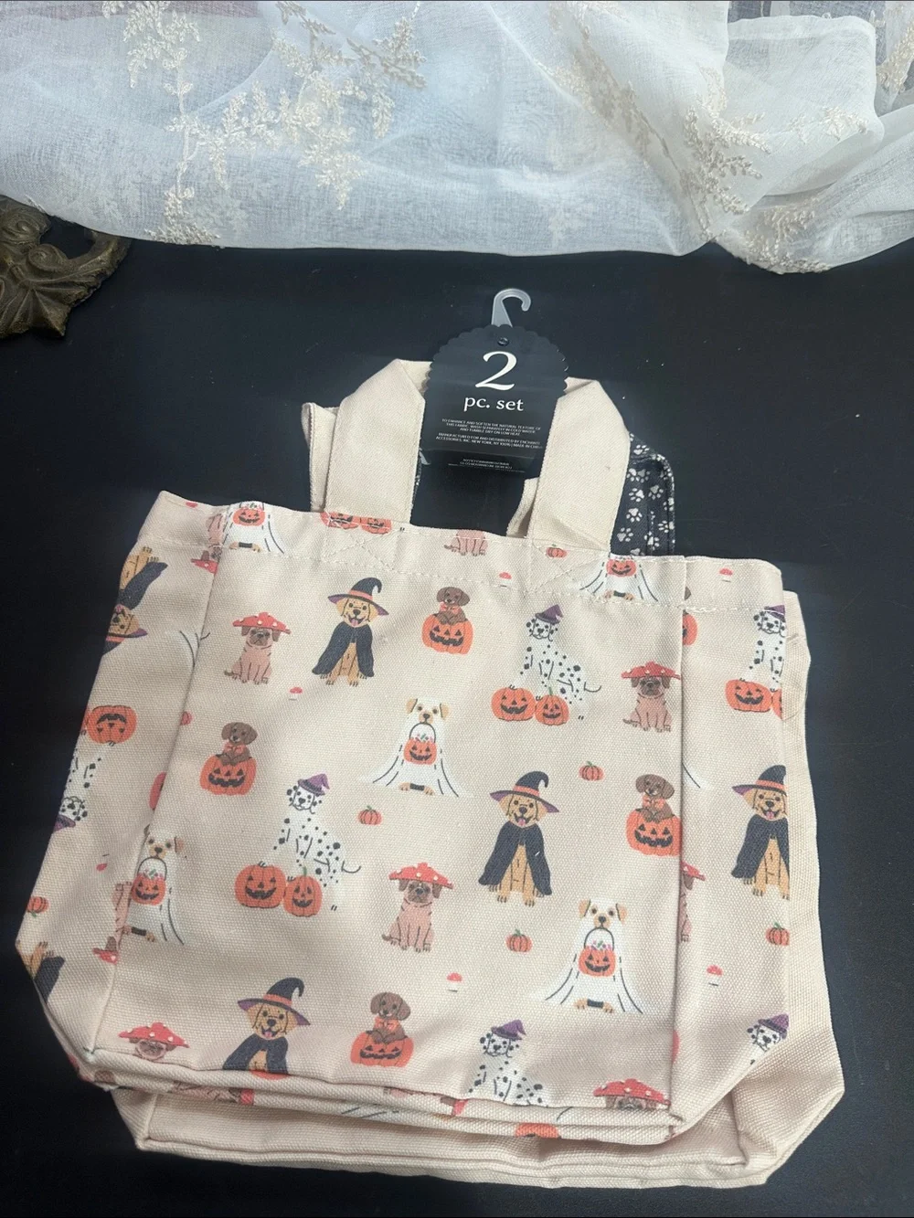 Halloween mini canvas treat totes set of 2